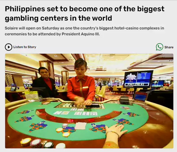 Philippines set to become one of the biggest
gambling centers in the world