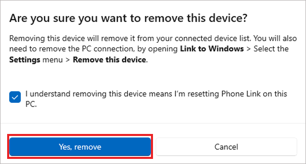 Tick the checkbox then select Yes remove